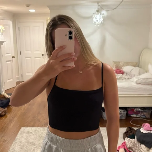 Free People Intimately Black Open Back Cropped Top - Picture 4 of 5